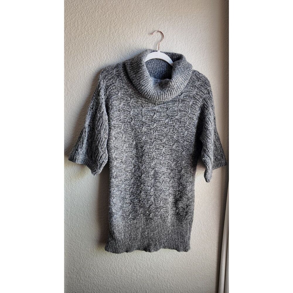 2010 Old Navy Gray Cable Knit Cowl Neck Sweater Small Petite Wool Blend